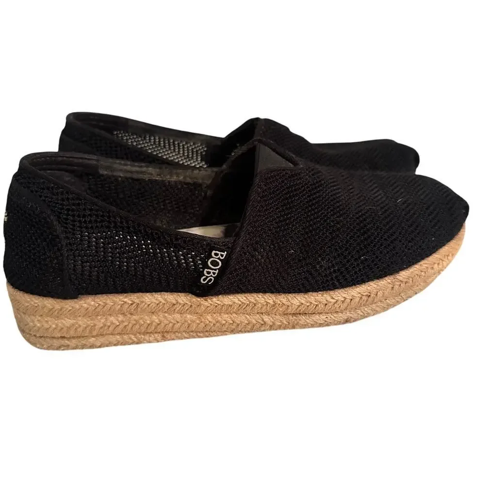 BOBS Women’s‎ Size 8 Black Woven Memory Foam From Sketchers Slip Bohemian EUC